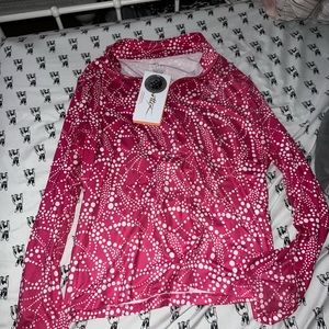 pink and white long sleeve shirt X by Gottex
